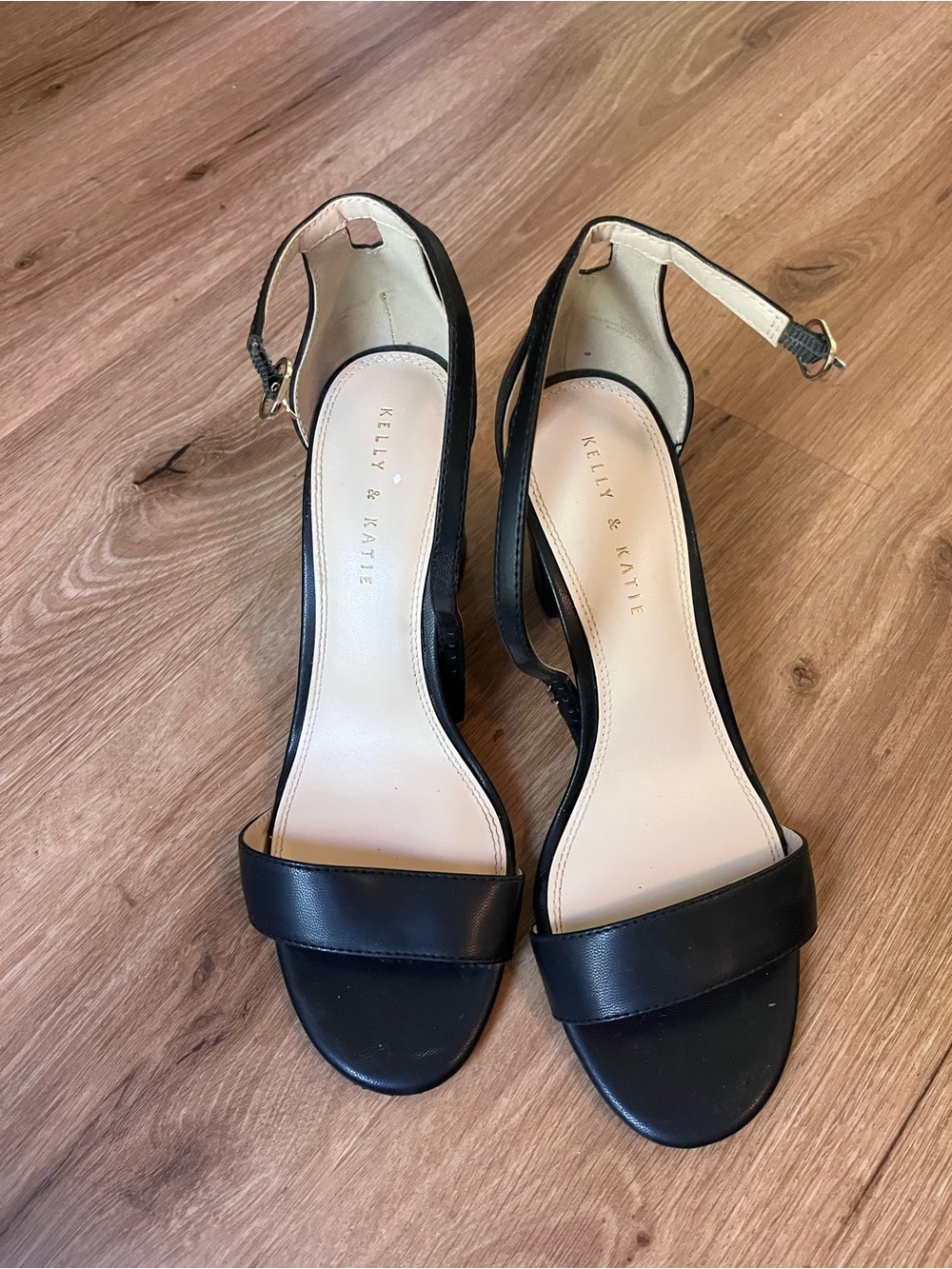 Kelly & Katie Black Open-Toe Ankle-Strap Heels